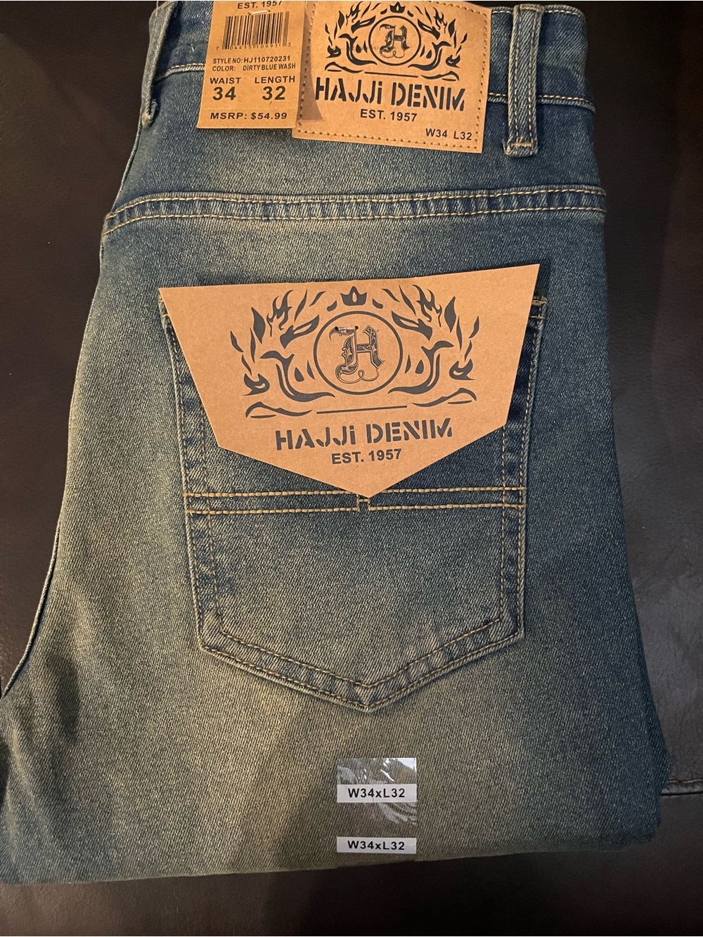 Hajji Denim Men’s Skinny Jeans 34x32 Dirty Blue Wash NWT